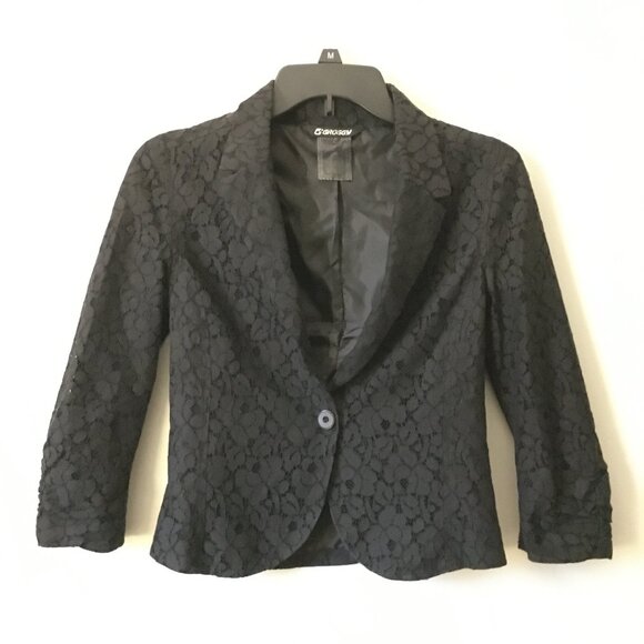 Vintage Y2K Groggy Cotton Lace Cropped Blazer Jacket - Picture 2 of 13